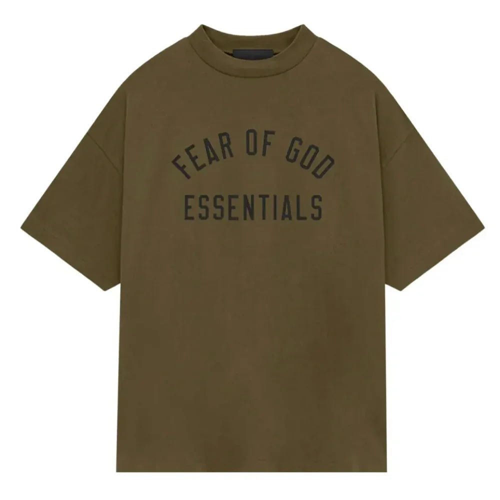 Fear of God Essentials Jersey Crewneck Tee Olive - Afewvibe