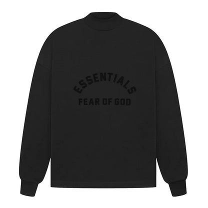 Fear of God Essentials Long Sleeve Tee Jet Black - Afewvibe