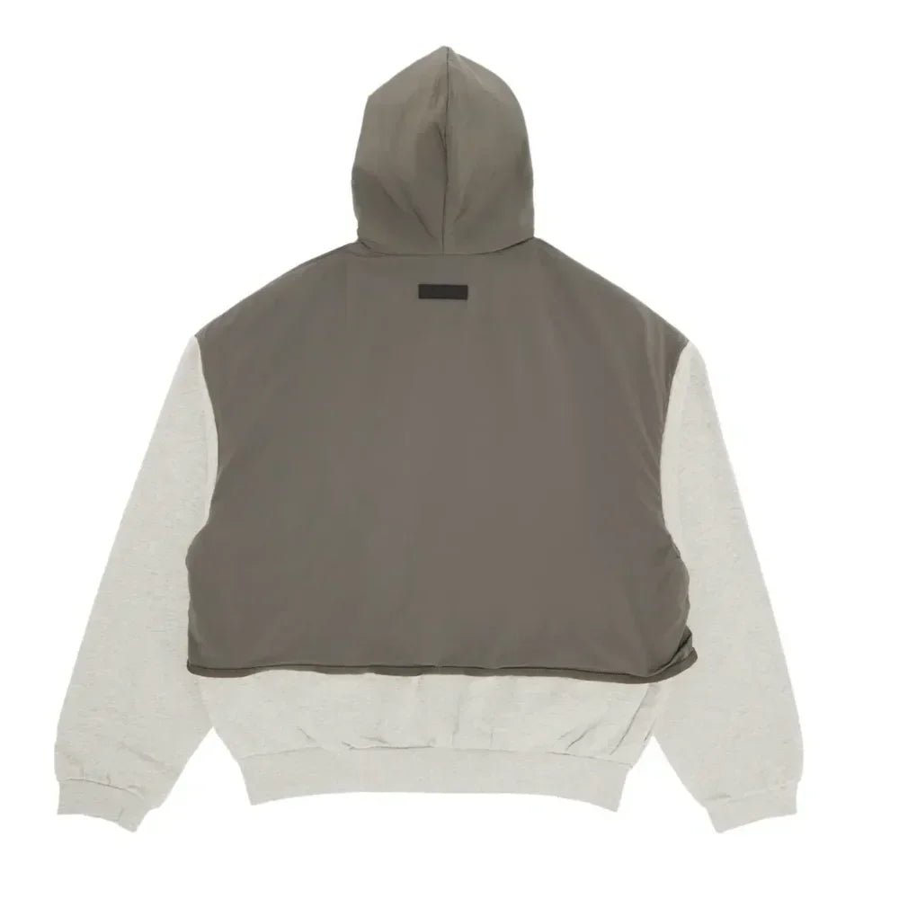 Fear Of God Essentials Nylon Fleece Hooded Sweater Dark Heather Oatmeal/lnk - Afewvibe