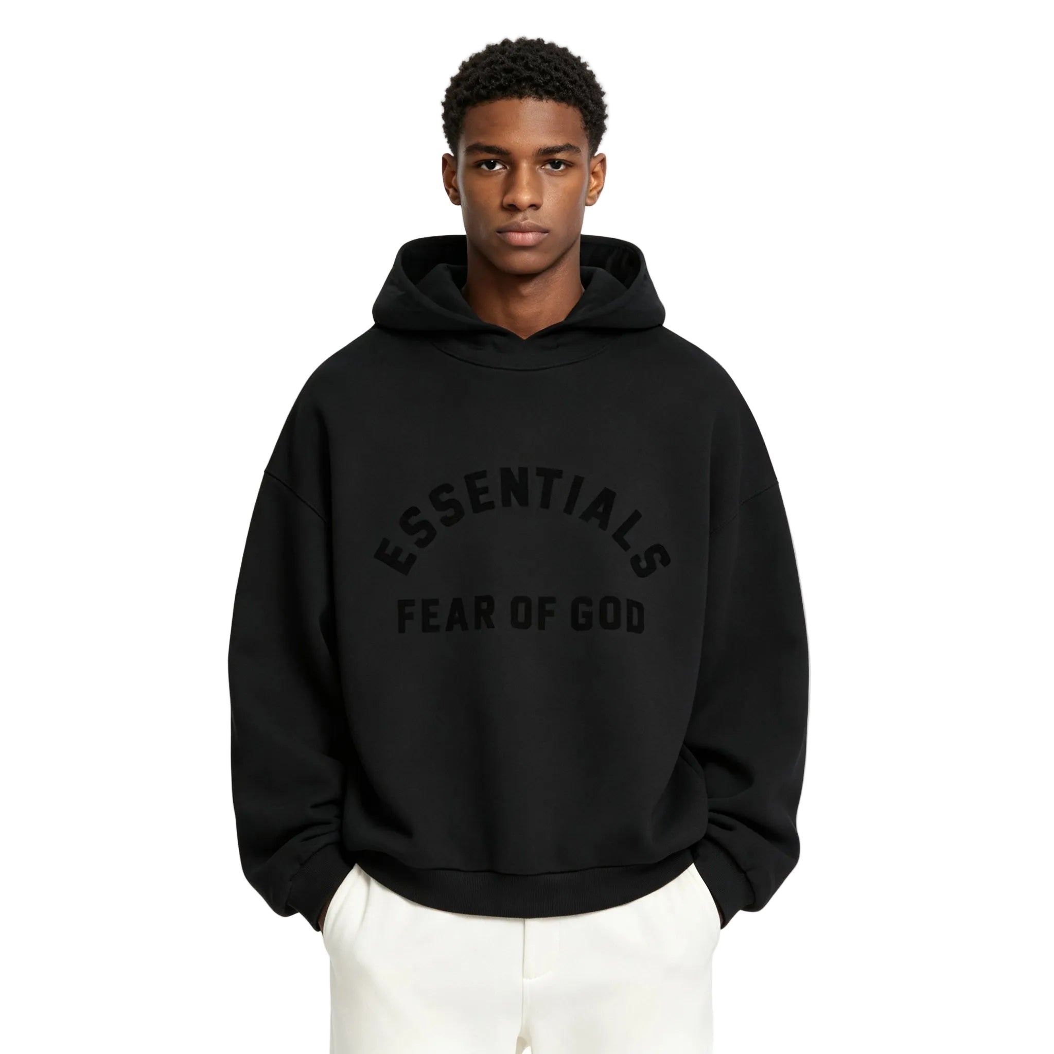 Fear of God Essentials Nylon Fleece Hoodie Jet Black Jet Black - AFewVibe