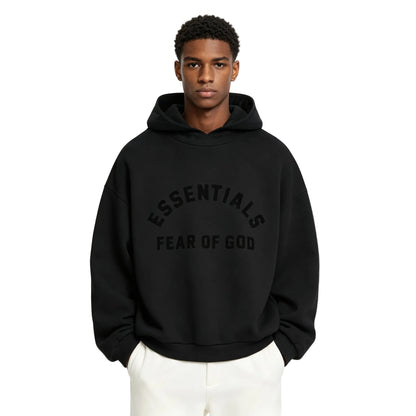 Fear of God Essentials Nylon Fleece Hoodie Jet Black Jet Black - AFewVibe
