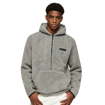 Fear of God Essentials Polar Fleece Half Zip Hoodie Dark Oatmeal - AFewVibe