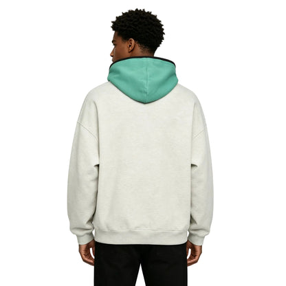 Fear Of God Essentials SS24 Nylon Fleece Hoodie Light Heather Grey/Mint Leaf - AFewVibe