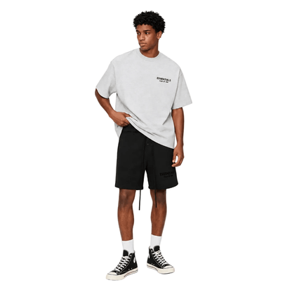 Fear of God Essentials Sweatshort Stretch Limo worn by model from the front