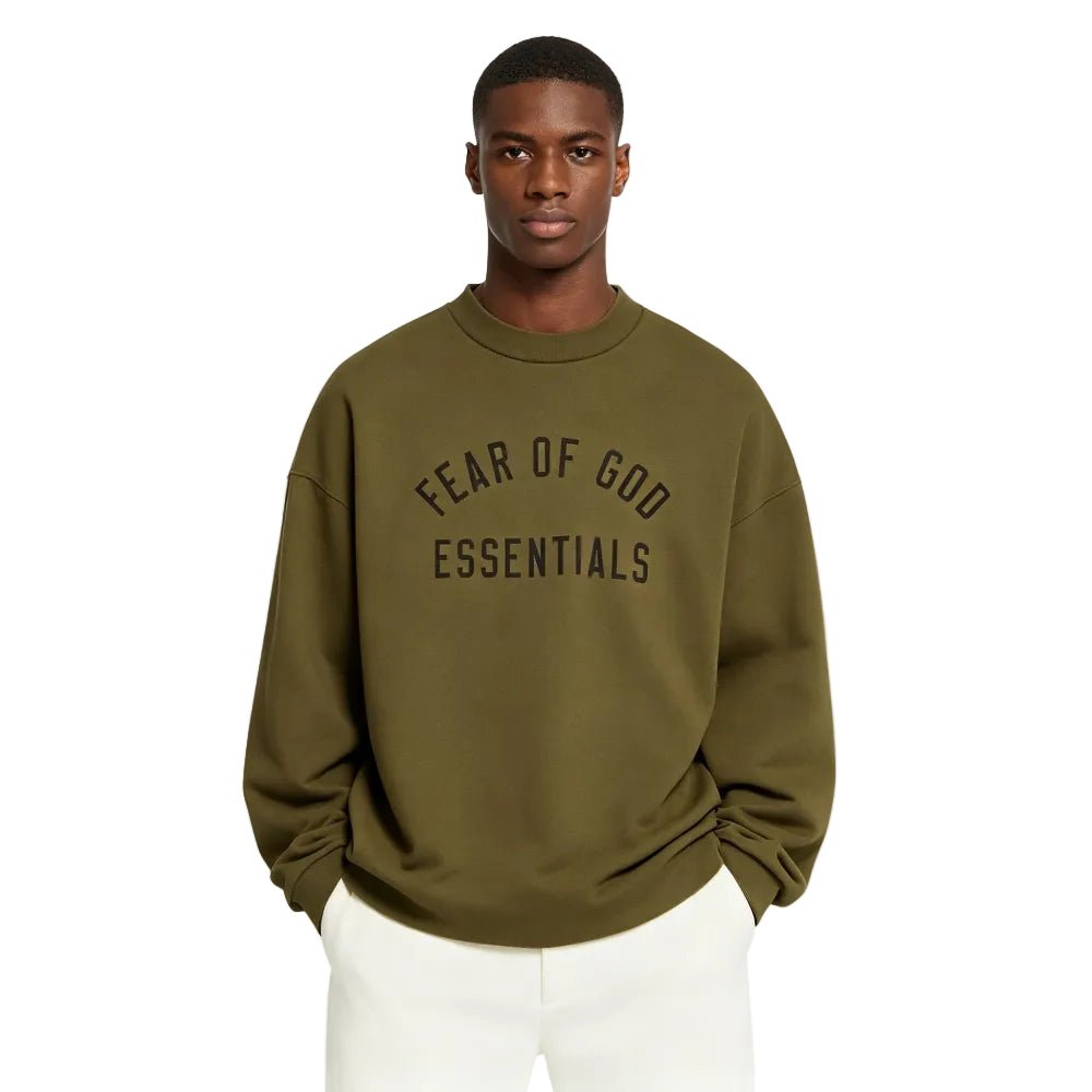 Fear of God Essentials versey Long Sleeve Tee Olive - AFewVibe