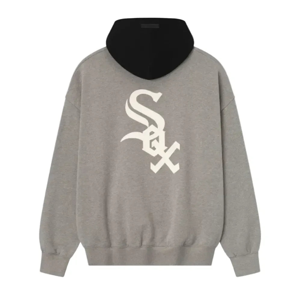 Fear of God Essentials White Sox Sport Hoodie Concrete Heather Black - Afewvibe