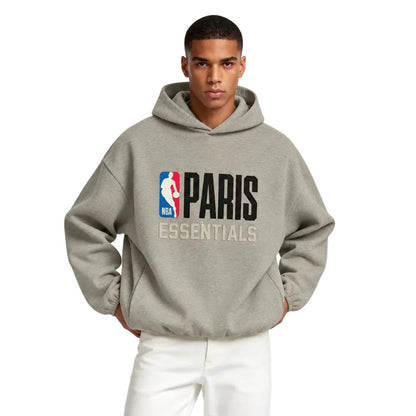 Fear of God Essentials x NBA Paris Hoodie Warm Heather - AFewVibe