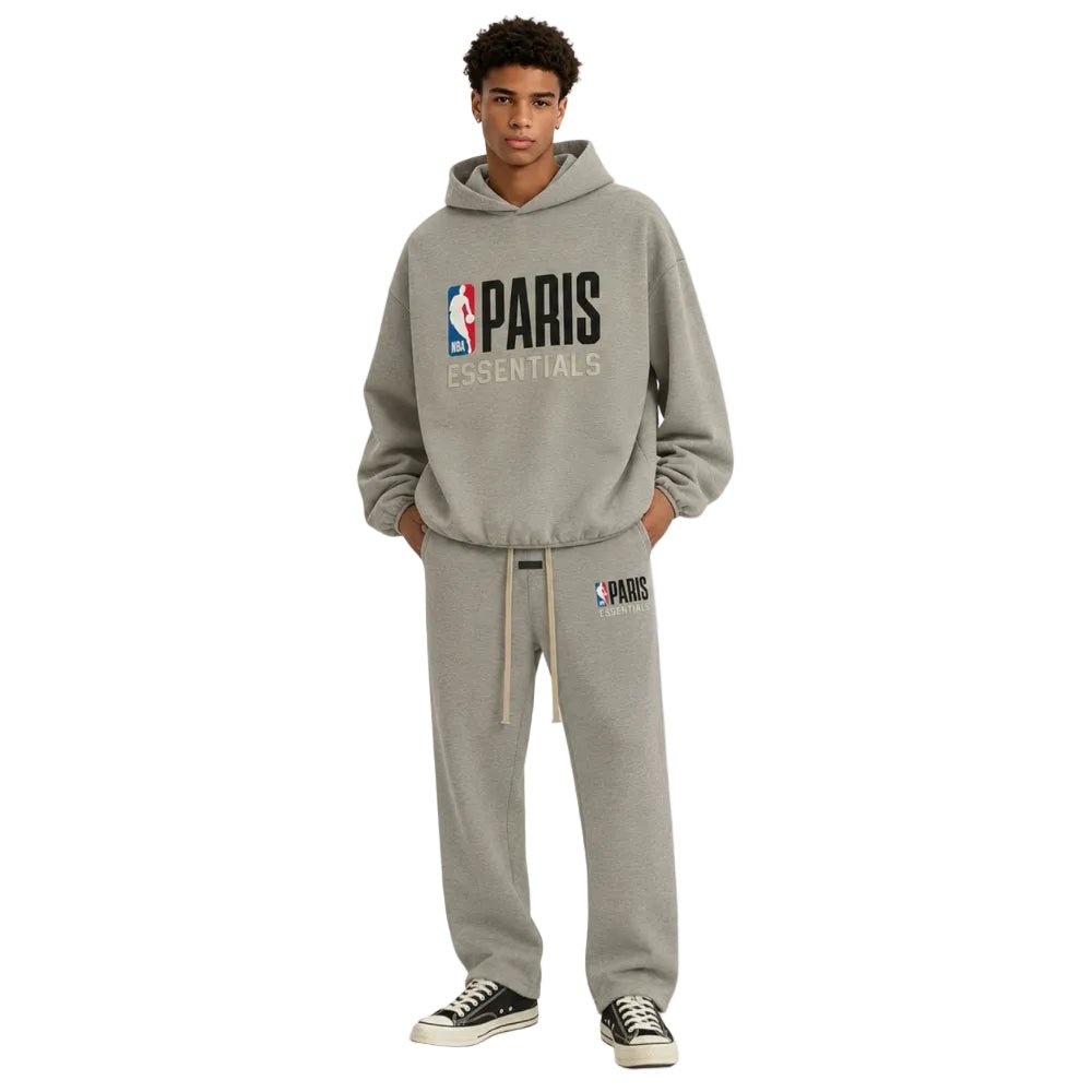 Fear of God Essentials x NBA Paris Relaxed Sweatpants Warm Heather - AFewVibe