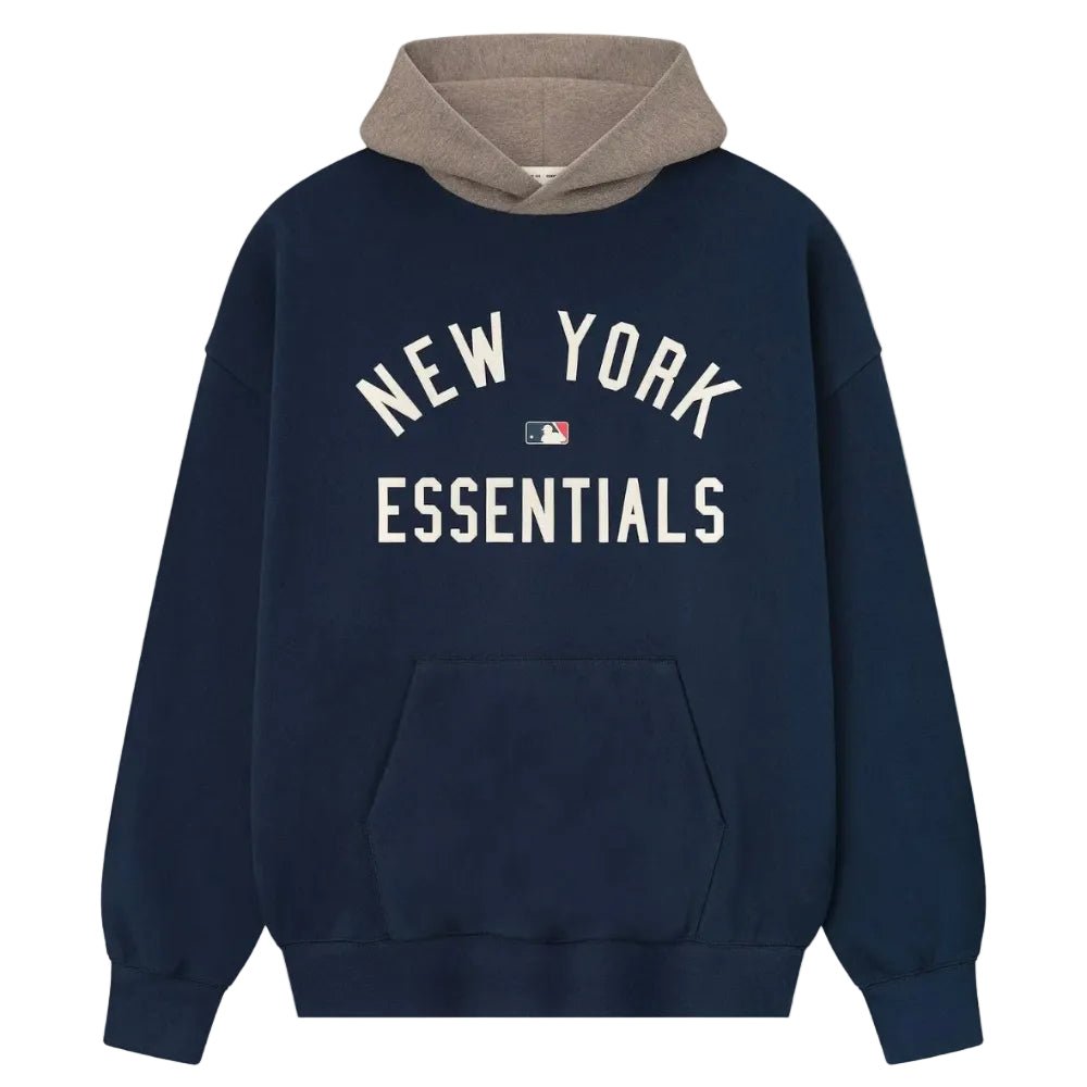 Fear of God Essentials Yankees Sport Hoodie Midnight Navy Homstead Heather - AFewVibe