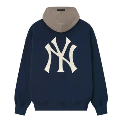 Fear of God Essentials Yankees Sport Hoodie Midnight Navy Homstead Heather - Afewvibe