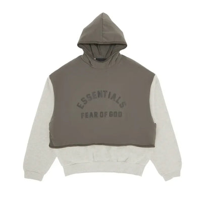 Fear Of God Essentials Nylon Fleece Hooded Sweater Dark Heather Oatmeal/lnk - AFV Clothes