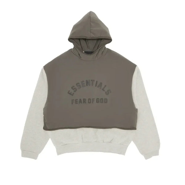 Fear Of God Essentials Nylon Fleece Hooded Sweater Dark Heather Oatmeal/lnk - AFV Clothes