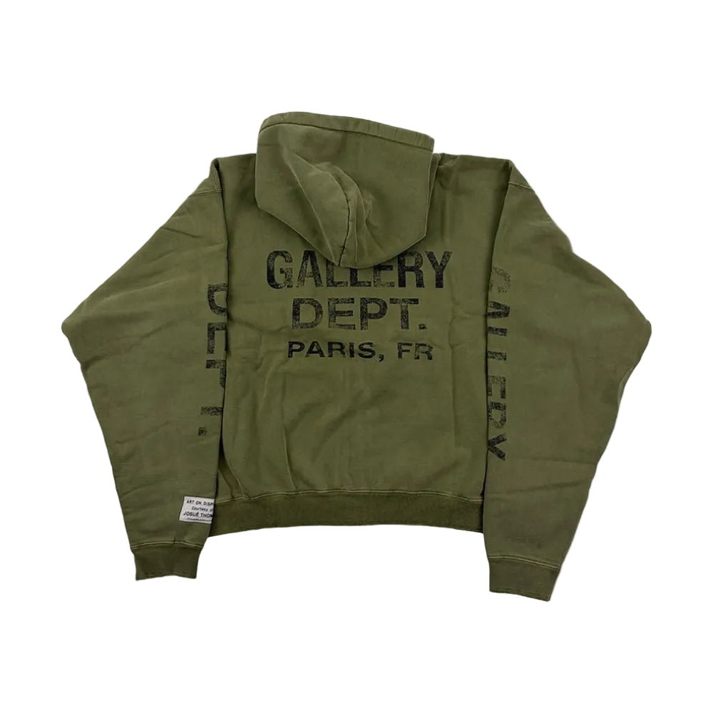 Gallery Dept. 90s Logo Zip Up Hoodie Olive - AFewVibe
