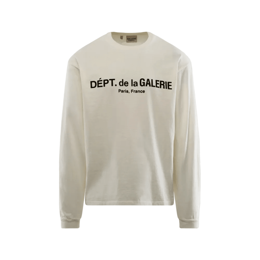 Gallery Dept. French Logo Lux Long Sleeve Tee Cream White - AFewVibe