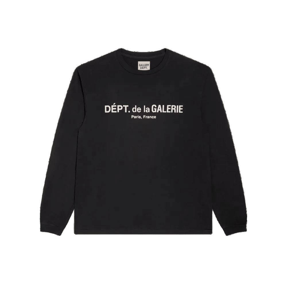Gallery Dept. French Logo Lux Long Sleeve Tee Washed Black - AFewVibe