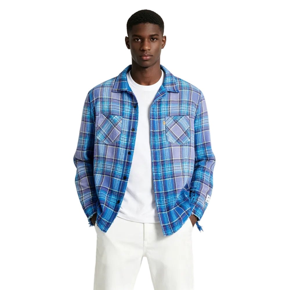 Gallery Dept. Marley Flannel Shirt Blue Multicolor - AFewVibe