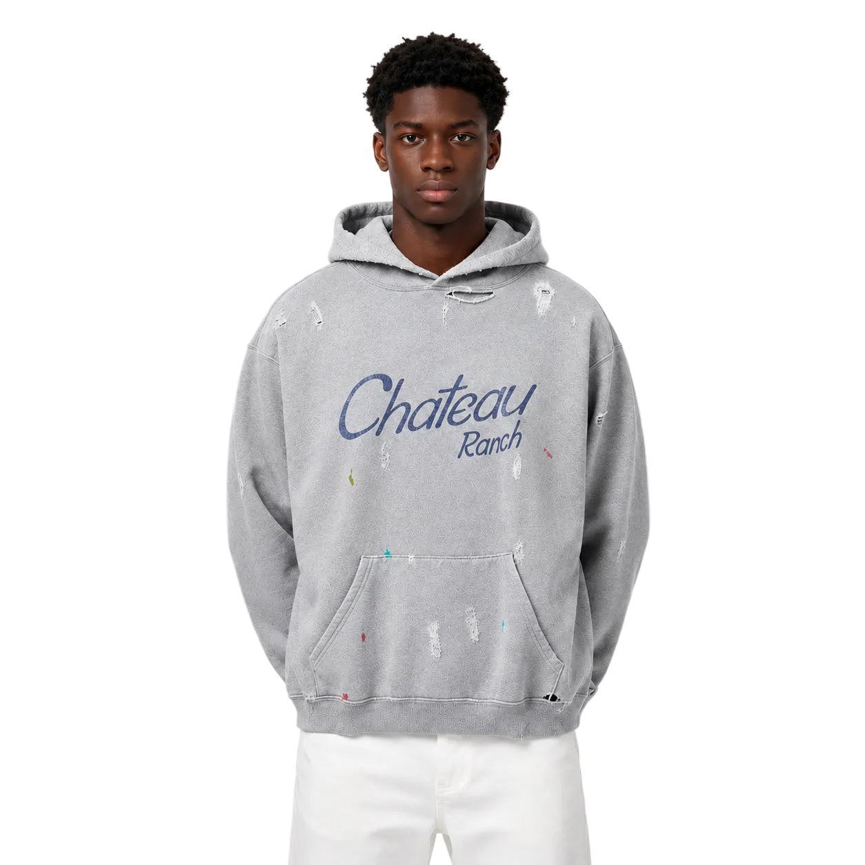 Gallery Dept.Distressed Chateau Ranch Hoodie Heather Grey - AFewVibe