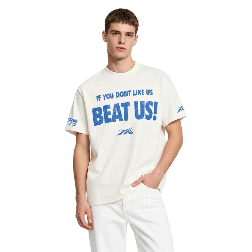 Hellstar Beat Us T-shirt White Blue - AFewVibe