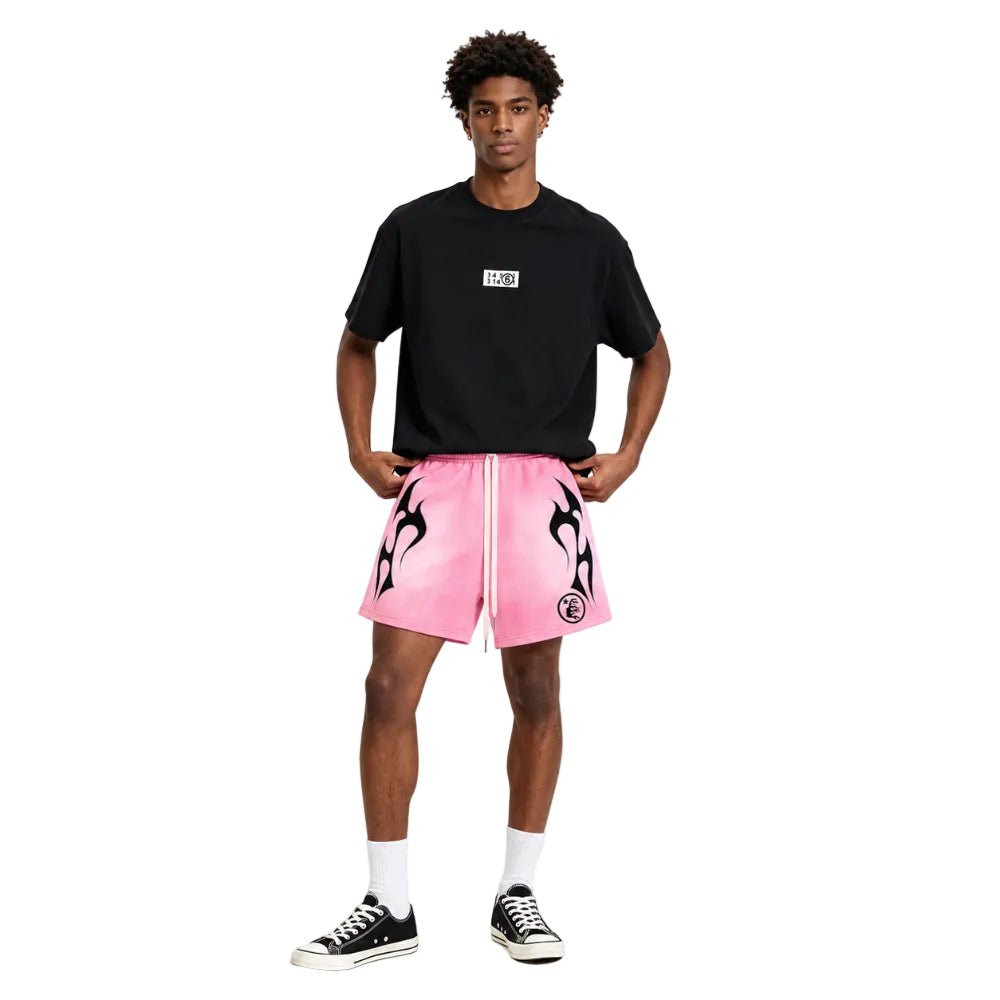 Hellstar Flame Shorts Pink - AFewVibe