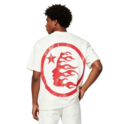 Hellstar Sport Logo Gel T-shirt White Red - AFewVibe