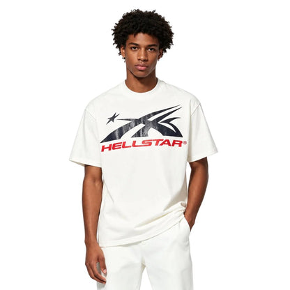 Hellstar Sport Logo Gel T-shirt White Red - AFewVibe