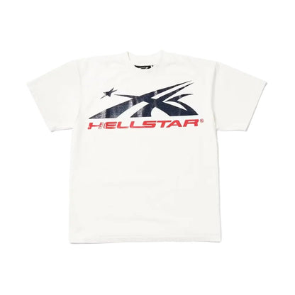 Hellstar Sport Logo Gel T-shirt White Red - AFewVibe