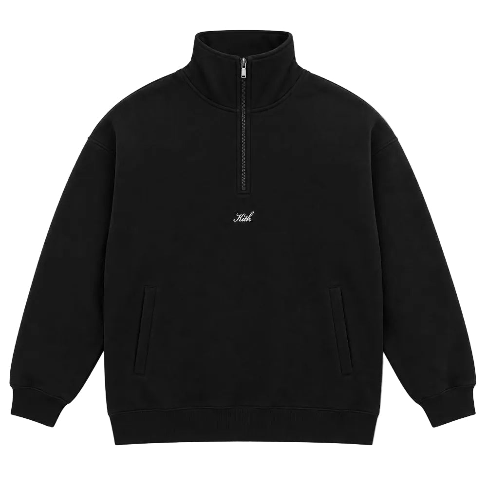 Kith Classic Logo Quater Zip Sweatshirt Black - AFewVibe