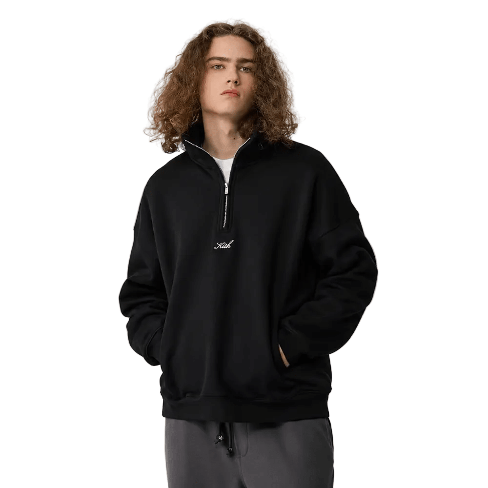 Kith Classic Logo Quater Zip Sweatshirt Black - AFewVibe