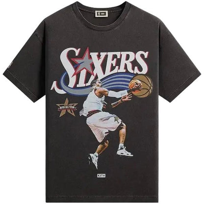 Kith NBA AlI Star Philadelphia 76ers Allen Iverson Vintage Tee Black - AFewVibe