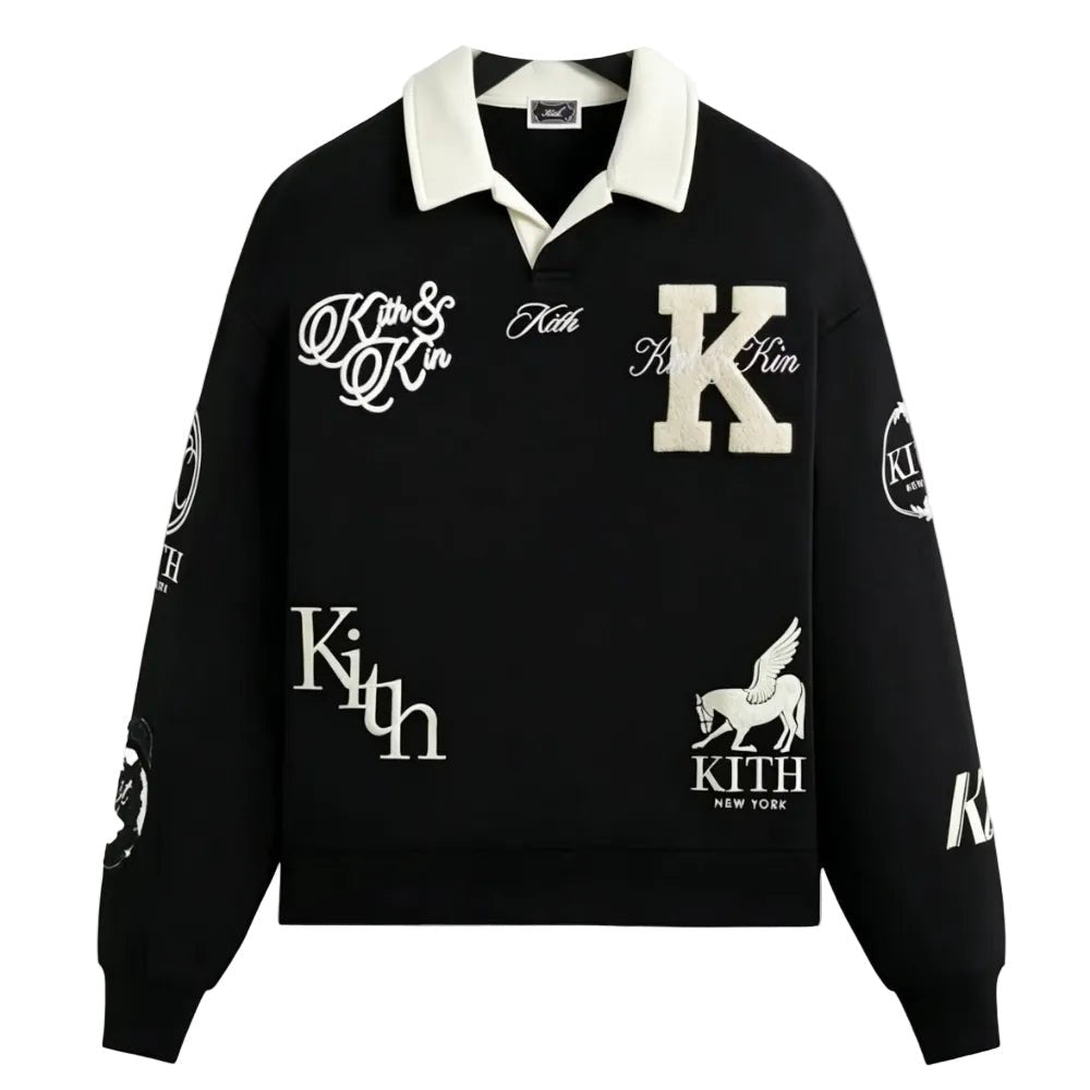 Kith Nelson Collared Rugby Pullover Black - Afewvibe