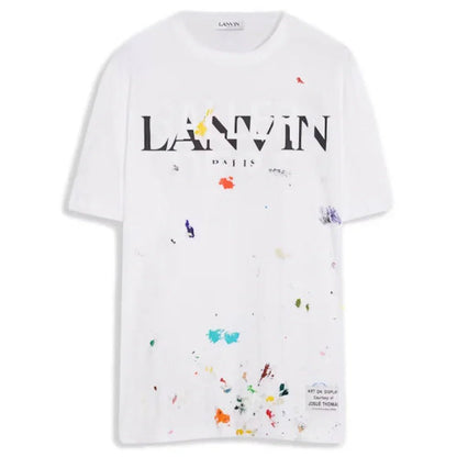 Lanvin x Gallery Dept. Logos Printed T-Shirt With Paint Marks White - Afewvibe