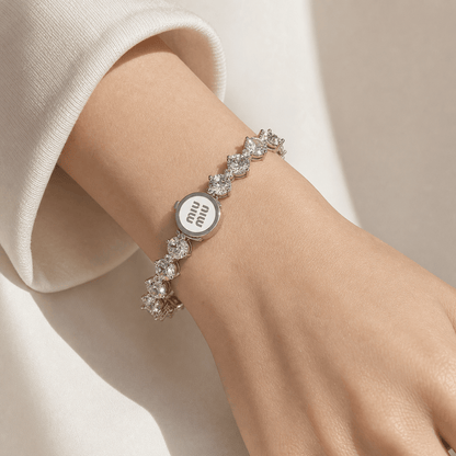 MIU MIU Metal Bracelet with Crystals Silver - AFewVibe