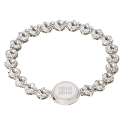 MIU MIU Metal Bracelet with Crystals Silver - AFewVibe