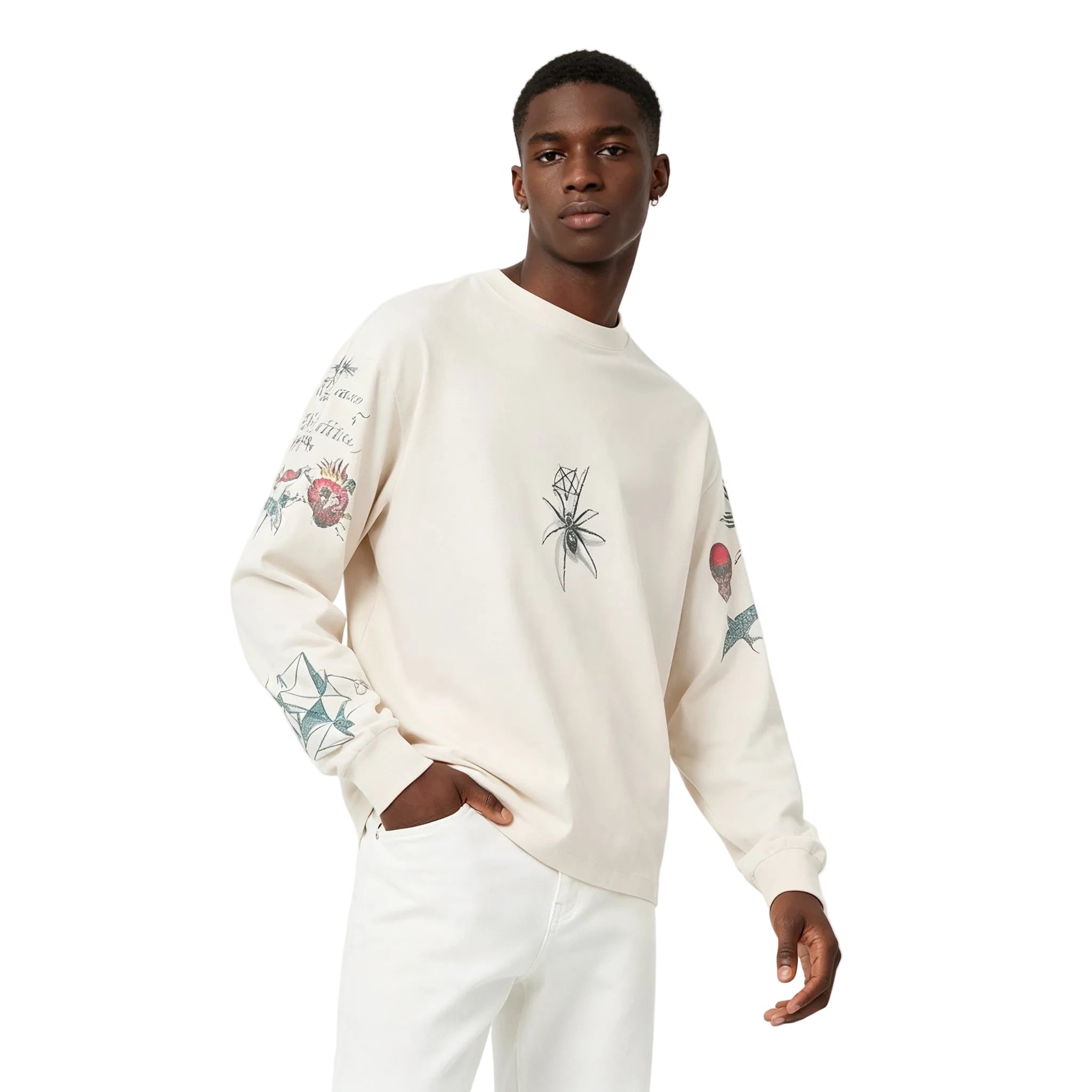 SAINT Mxxxxxx x Dr. Woo Tattoo Long-Sleeve Tee White - AFewVibe