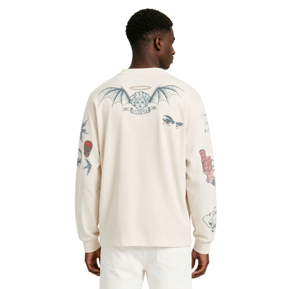 SAINT Mxxxxxx x Dr. Woo Tattoo Long-Sleeve Tee White - AFewVibe