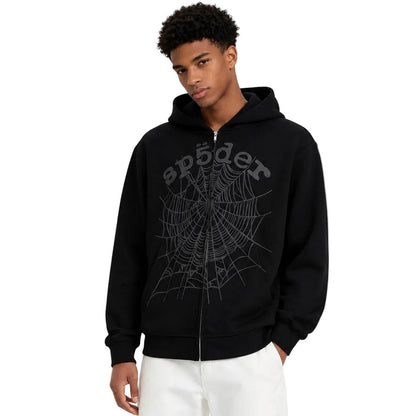 Sp5der OG Web V2 Phantom Zip Up Black - AFewVibe