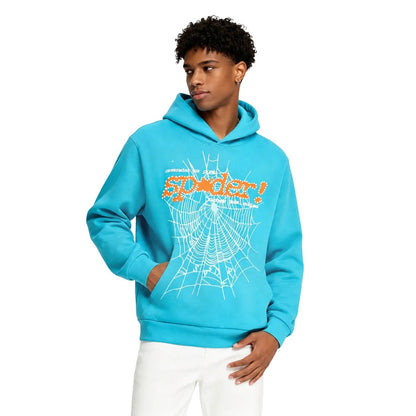 Sp5der Punk V2 Hoodie Cyan - AFewVibe