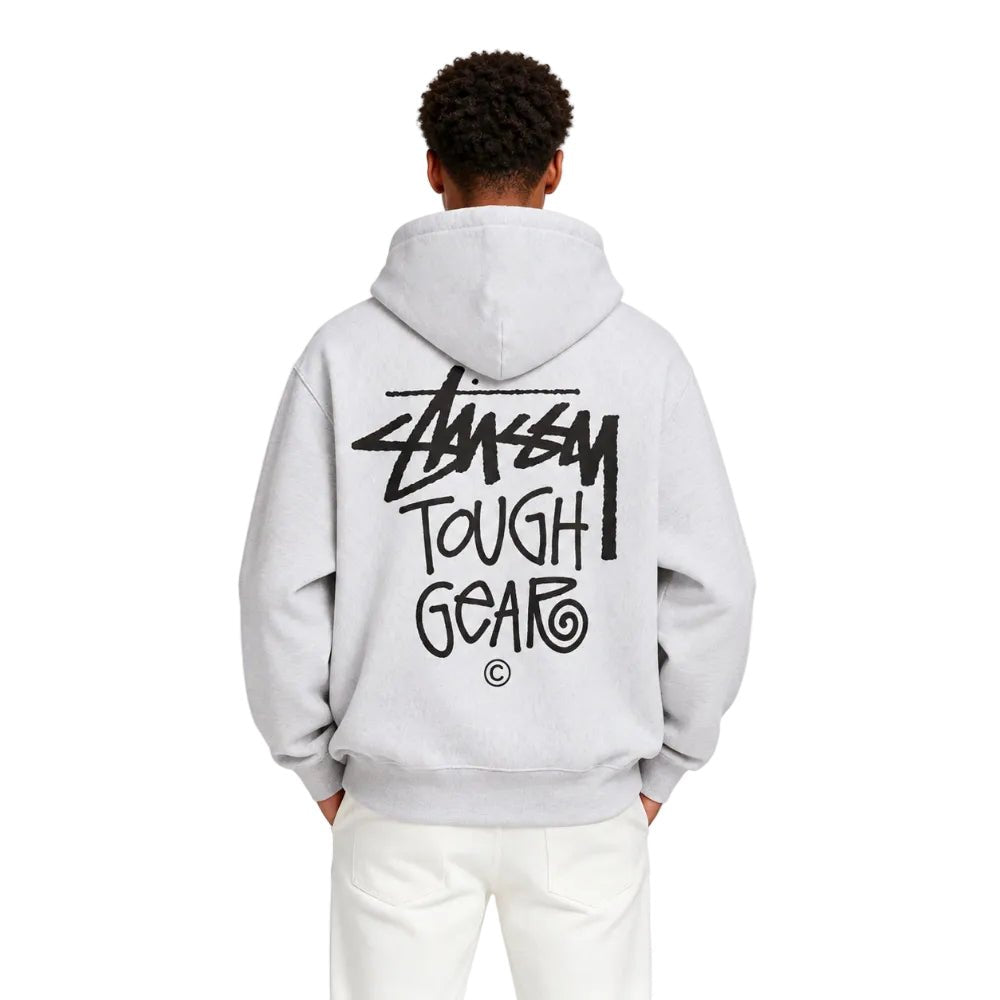 Stüssy Tough Gear Hoodie Ash Heather SS24 - AFewVibe