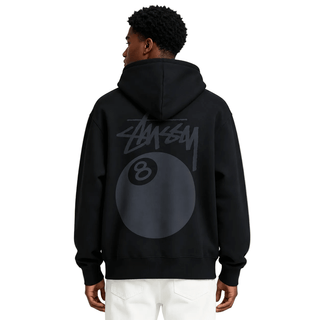 Stussy 8 Ball Pigment Dyed Hoodie Black - AFewVibe