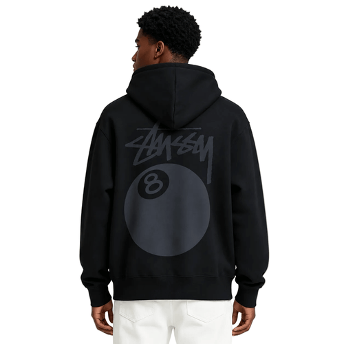 Stussy 8 Ball Pigment Dyed Hoodie Black - AFewVibe