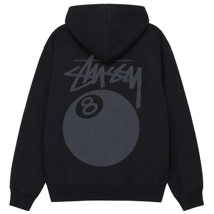 Stussy 8 Ball Pigment Dyed Hoodie Black - AFewVibe