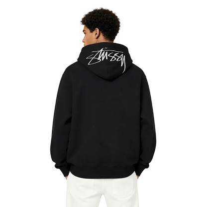 Stussy Back Hood Embroidered Hoodie Black - AFewVibe