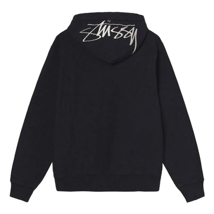 Stussy Back Hood Embroidered Hoodie Black - AFewVibe