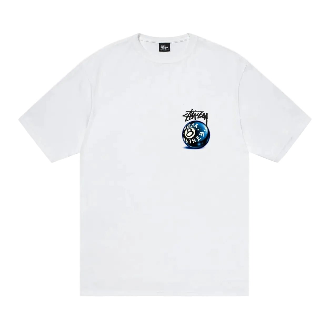 Stussy Born X Raised 8 Ball Tee White - AFewVibe