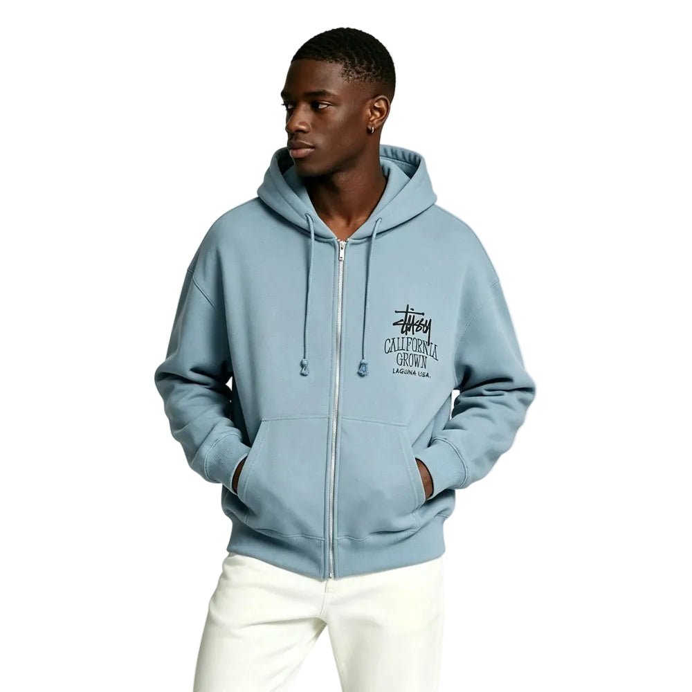 Stussy Cali Grown Zip Hoodie Slate - AFewVibe