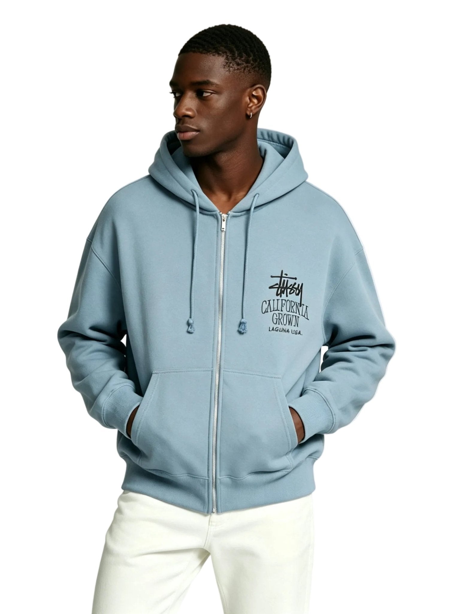 Stussy Cali Grown Zip Hoodie Slate – AFewVibe