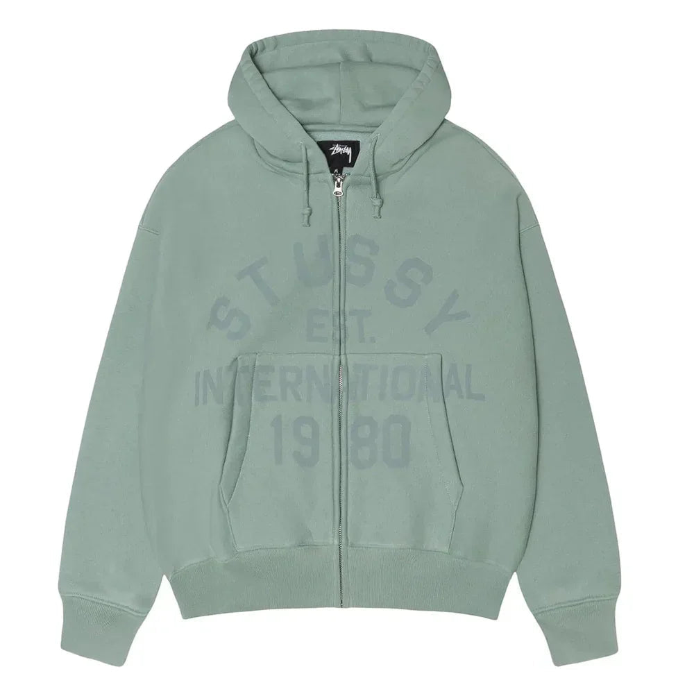 Stussy Established Zip Hoodie Grey Green - Afewvibe