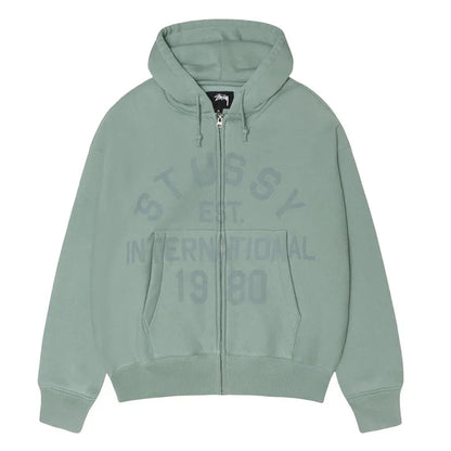 Stussy Established Zip Hoodie Grey Green - Afewvibe