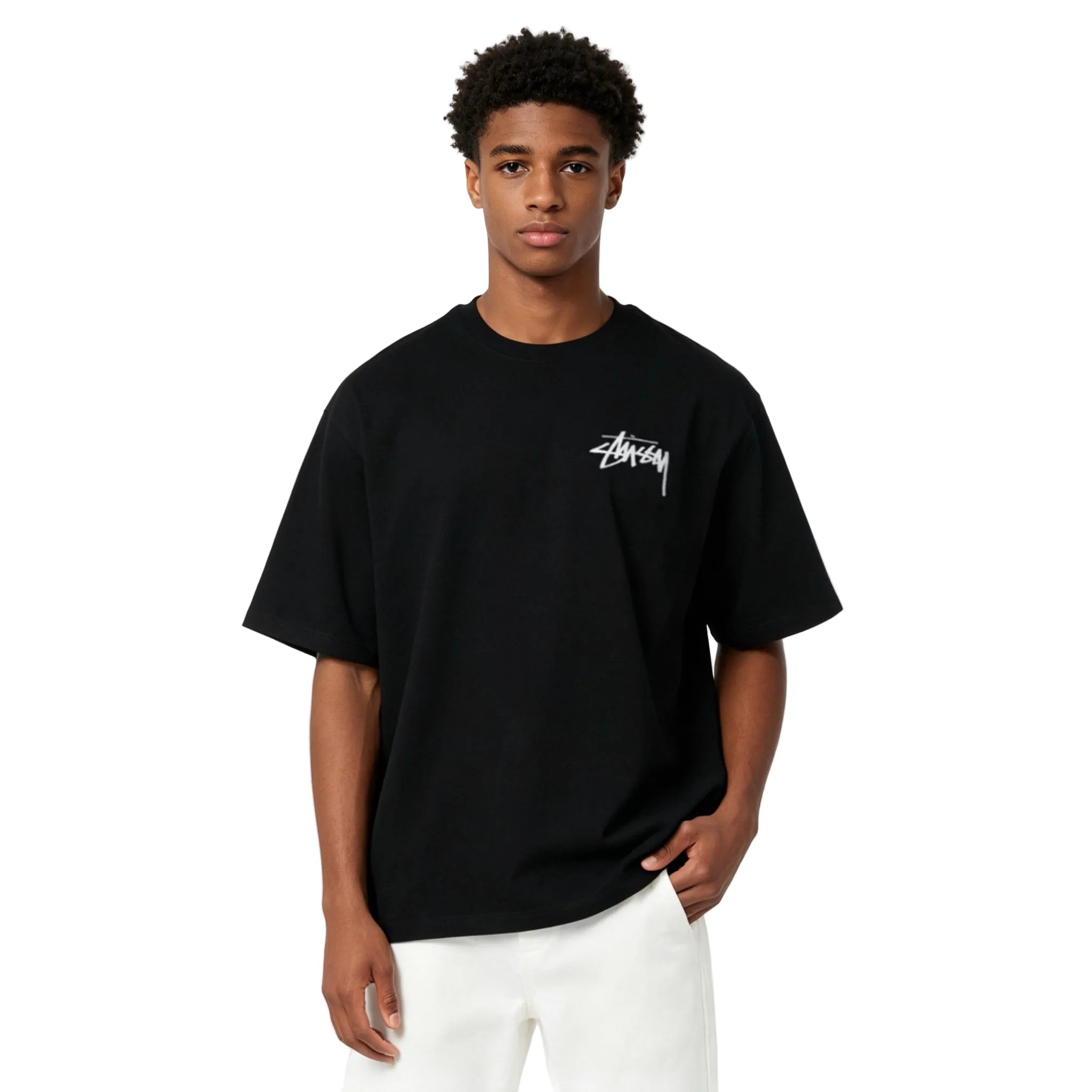 Stüssy Fuzzy Dice Tee Black | Fuzzy Dice Back Graphic – AFewVibe