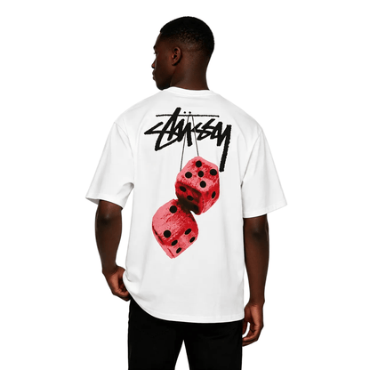 Stussy Fuzzy Dice Tee White - AFewVibe